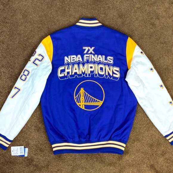 GOLDEN STATE WARRIORS 7 TIME NBA CHAMPIONSHIP JACKET IN STOCK S M L XL 2X